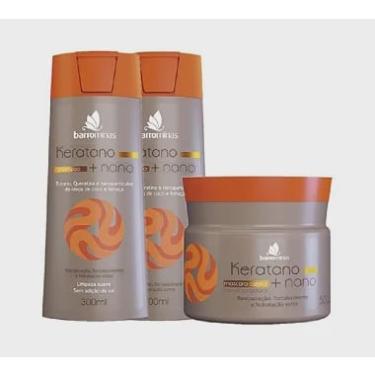 Imagem de Shampoo + Condicionador + Máscara para Cabelos Secos, Ressecados e com Frizz barrominas Keratano com Nanotecnologia