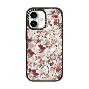 Imagem de CASETiFY Capa Impact para iPhone 16 [Fina/2,5 m. Proteção contra quedas de grau militar 4X/Compatível com carregamento sem fio] - Vintage Flower Monday - Preto transparente