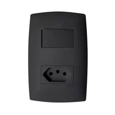 Imagem de Conjunto Interruptor Simples + Tomada Com Placa 20A Home