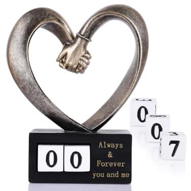 Imagem de DOVDOV Estátua de coração de mãos dadas, decoração em forma de mão de coração, para ele e ela, presente de casamento para novo casal, decoração de bronze para escritório mesa de centro decoração de