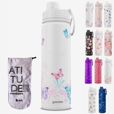 Imagem de KIT Garrafa Térmica Gocase Original Premium Estampas 650ml com saquinh