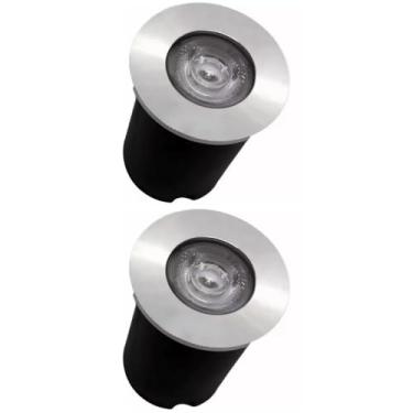 Imagem de Kit 2x Balizador Blindado Piso Solo Externo Led Embutir 1w Branco Frio Bivolt