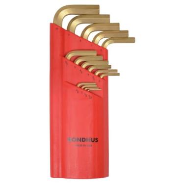Imagem de Bondhus 38095 Conjunto de 15 chaves em L com acabamento GoldGuard, comprimento extralongo, tamanhos 1,27-10 mm