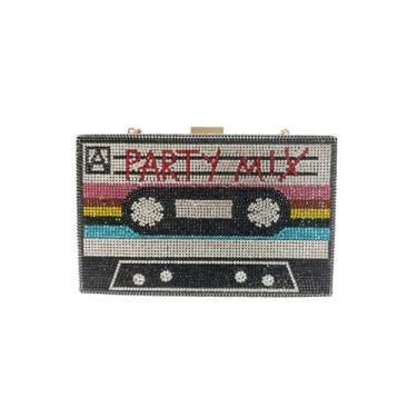 Imagem de Bolsa tiracolo feminina Renabro, retrô, em forma de rádio, strass