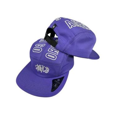 Imagem de Boné Masculino Five Panel Aba Reta Modelo Aberto Strapback Preto Anth 