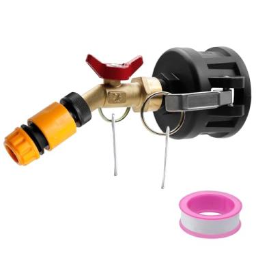 Imagem de UTALIND Adaptador tote IBC com torneira de mangueira de latão (entrada NPT fêmea de 3/10.2 cm × saída GHT de 3/10.2 cm), trava de came de 5 cm para conector de mangueira de jardim de 275-330 galões