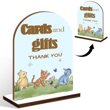 Imagem de Hatzelou Placa Clássica De Cartões E Presentes Do Ursinho Pooh, Mesa 3D Para Chá Bebê, Impressão Frente Verso Agradecimento Com Suporte, Madeira Recepção Festa Eventos