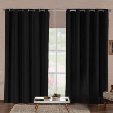 Imagem de Cortina Blackout Premium Corta Luz Total Com Isolamento Térmico E Acústico Tecido Durável Para Qualquer Ambiente(PRETO,4,00M x 2,80M)