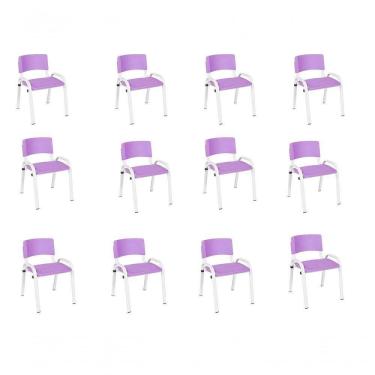 Imagem de Kit 12 Cadeiras Infantil Iso, , Base Branca Lilas