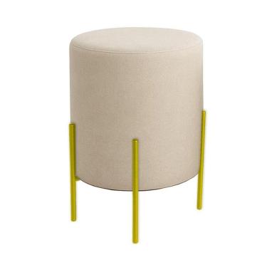 Imagem de Puff Orgânico Boucle Thor Com Pés De Ferro Dourado Bege