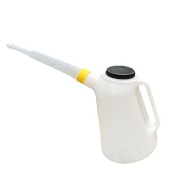 Imagem de Mqetly Jarra medidora de óleo automotivo com tampa à prova de vazamento e bico universal para garagem e motocicleta, Anéis Amarelos