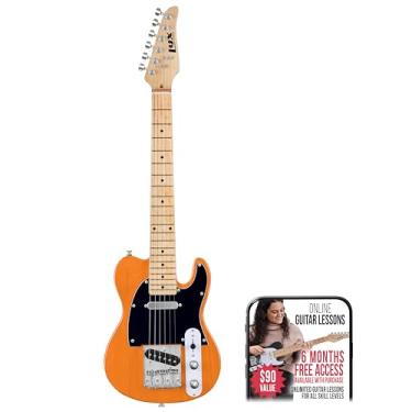 Imagem de LyxPro Guitarra elétrica Telecaster de 76 cm | Corpo de madeira Paulownia de tamanho completo sólido, Pickguard de 3 camadas, pescoço em forma de C, ponte de cinzeiro, afinadores de engrenagem de