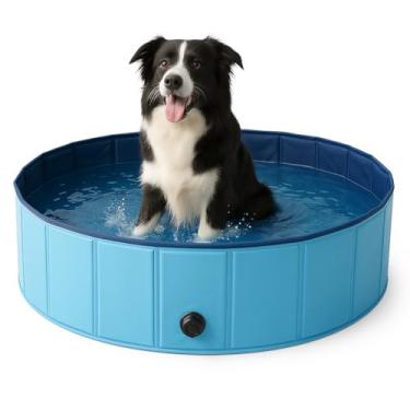 Imagem de Piscina para Cachorro Resistente Dobrável Portátil Azul Petting Is Caring (Azul, 120x30cm, 6)