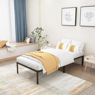 Imagem de Estrutura de Metal Resistente e Durável Para Cama de Solteiro,Com Espaço de Armazenamento,Não Precisa de Box Spring, Fácil Montagem, 34 cm Altura, Preto