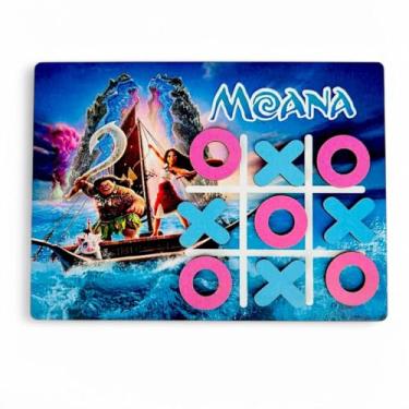 Imagem de Kit 30un Jogo da velha Mdf Moana 2 18x14cm Lembrancinha Aniversário