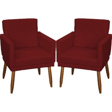 Imagem de Kit 2 Poltronas Decorativa Para Sala Recepção Beatriz Suede Cores Pé Palito Castanho