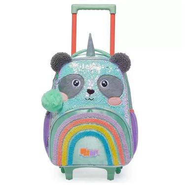 Imagem de Mochila De Rodinhas Pack Me Sweet Panda Paetê Pacific (kit) Verde