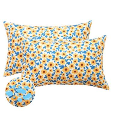 Imagem de Almofadas lombares florais de girassol à prova d'água para móveis de pátio, conjunto de 2 fronhas decorativas amarelas para sofá, varanda, cadeira, banco, reversível, casa de campo, fazenda, fronhas