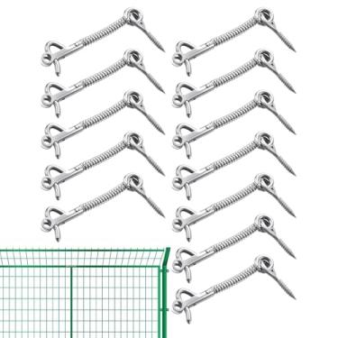 Imagem de Fecho de Gancho | 12 Unidades Fechos De Em Aço Inoxidável,Hardware de Privacidade com para Exterior: Portão de Piscina, Cerca de Rede, Celeiro, Armário,