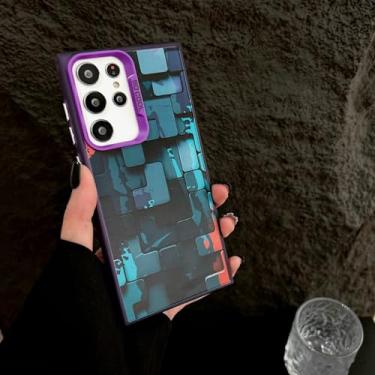 Imagem de MVVKKY para Samsung S24 Plus Luxury Colorful Block Phone Case Pc Plating Cover (para Samsung S24 Plus/Purple LvMoF)