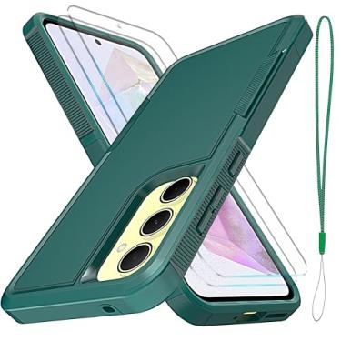 Imagem de YmhxcY Para Galaxy A35/A55 [proteção contra quedas de grau militar de 3,5 metros] [antiderrapante] [2 peças de protetor de tela HD de vidro] Capa resistente à prova de choque para Galaxy A35/A55 de