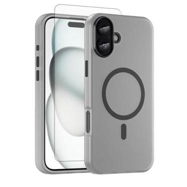 Imagem de Asuwish Capa de celular para iPhone 16 Plus de 6,7 polegadas, compatível com Magsafe Magnetic, protetor de tela de vidro temperado, traseira fosca translúcida à prova de choque i Phone16 16+ i16 +