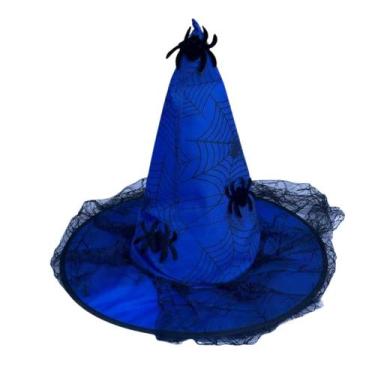 Imagem de Chapéu Bruxa Renda Azul Halloween Fantasia - Sm decora