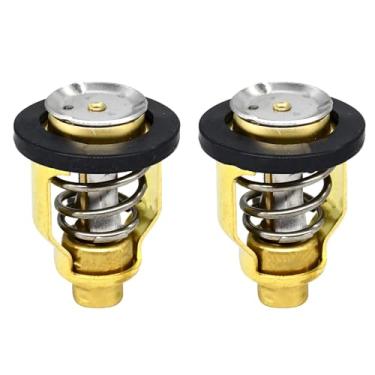 Imagem de 2 peças de termostato 60°C/60.0 °C compatível com motores de popa Yamaha F75 F80 F90 F100 F150 F200 F225 F250 VF200 VF250, Suzuki Boat DF70 DF80 DF90 DF100 DF2000 DF225 , Substitui 67F-12411-01, 17670