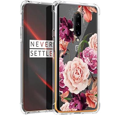 Imagem de Capa para Oneplus 7T Pro Floral para meninas Absorção de choque Flexível TPU Borracha Silicone Macio para One Plus 7T Pro 5G McLaren, Purple Flower