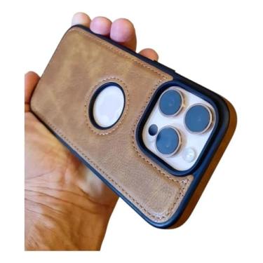 Imagem de Capinha de couro plutônio marrom para iphone 16 pro max proteção