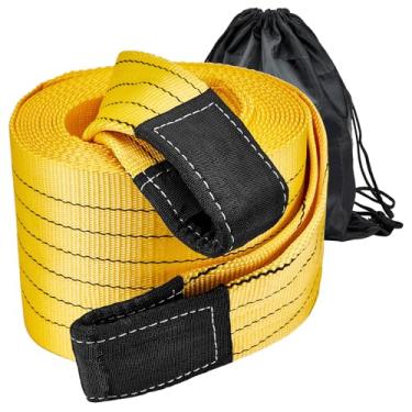 Imagem de Correia de reboque de recuperação resistente 6 m x 7 polegadas - 40,8 kg de resistência à ruptura (50 toneladas), corda de reboque para caminhões, jipes, SUV, trator, van, ônibus, trailer e