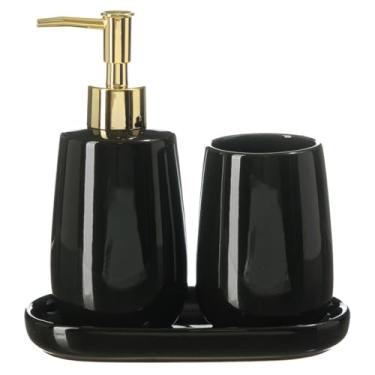 Imagem de Kit Lavabo Banheiro Dispenser Líquido Bandeja Porta Escova