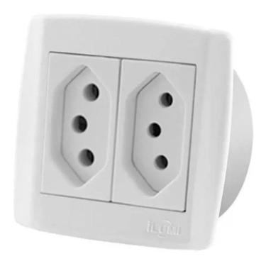 Imagem de Tomada 10A E 20A Dupla Móveis Ilumi Slim Branca Nbr 14136