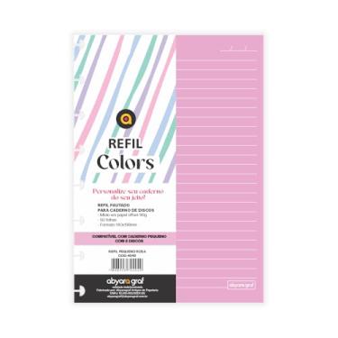 Imagem de Refil de folhas Pautado Rosa para Caderno de Discos Pequeno 50 folhas com 8 furos abyara graf compatível com caderno inteligente