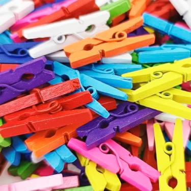 Imagem de 100 Mini Prendedores Pregador Coloridos 2,5cm Fotos Mural de fotos Decoração festas e drinks