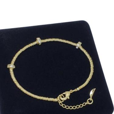 Imagem de Pulseira Rondel Cristal Banho De Ouro 18k 3116 - Très Chic Joias, 6 cm