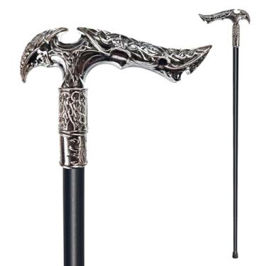 Imagem de YIVIYAR Bengala de caminhada para homens, mulheres e idosos – 91 cm, resistente, capacidade de mais de 500 libras, cabo ergonômico, ornamentado e decorativo, elegante bengala de metal preto fosco e