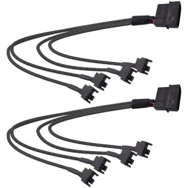 Imagem de YARCHONN Cabo divisor de energia Molex para ventilador de PC, Molex de 4 pinos para 4 x 3 pinos/4 pinos 12V PC adaptador conector de ventilador Y divisor cabo de alimentação - 27 cm - 2 peças