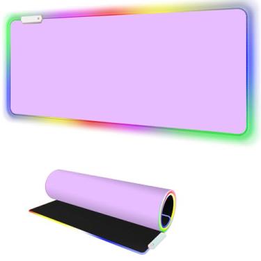 Imagem de Mouse pad para jogos RGB roxo I grande mousepad com 14 modos de led I teclado tapete de mesa para jogos I base de borracha antiderrapante grande tapete de mouse para gamer I 900 x 400 x 4 mm à prova