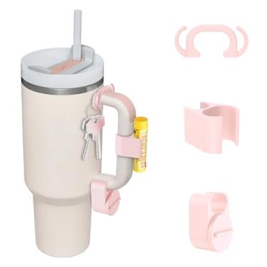 Imagem de Suporte de pingente de chave com alça de copo, suporte de chapstick, anel e suporte de joias para copo Stanley, conjunto de 3 peças de acessórios de copo Stanley, acessório de clipe de alça de copo