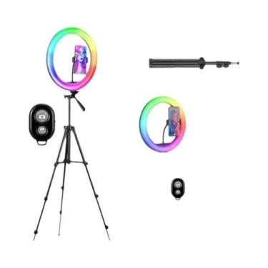 Imagem de Luz De Anel RGB Colorida Com Suporte De Mesa, Tripé Para Tablet E Supo