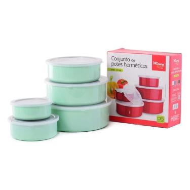 Imagem de Conjunto De Potes Herméticos Inox Kit 5 Peças Porta Alimento