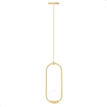 Imagem de LUSTRE PENDENTE GLOBO OVAL RING JABUTICABA DOURADO FOSCO BQ