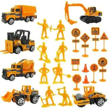 Imagem de 1 conjunto de 24pcs liga de construção veículo brinquedos escavadeira 