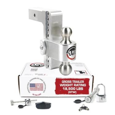 Imagem de Weigh Safe Suporte de bola de engate de reboque ajustável, engate de queda ajustável de 20 cm para receptor de 6,3 cm com conjunto de trava semelhante com chave de 4 peças, engate de reboque de