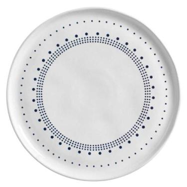 Imagem de Prato Raso de Cerâmica Porto Brasil 27,5cm Stoneware Branco e Azul Bio