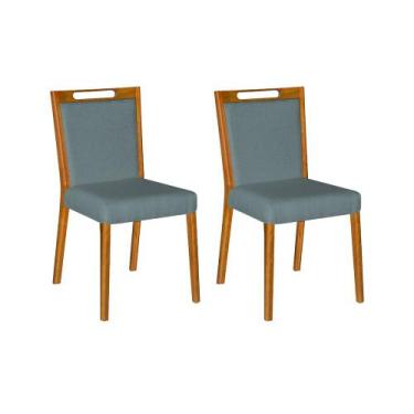 Imagem de Kit 2 Cadeiras Jantar Luxo Estofadas Veludo Cinza Cristal Base Madeira