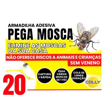 Imagem de 20 Unid Placas Adesivas Pega Mata Mosca Mosquito Inseticida