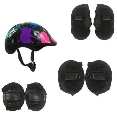 Imagem de Kit protecao radical infantil plus colors com capacete / cotoveleira /