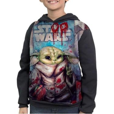 Imagem de Moletom Infantil Full Print Baby Yoda Star Wars - smoke, Preto, 10